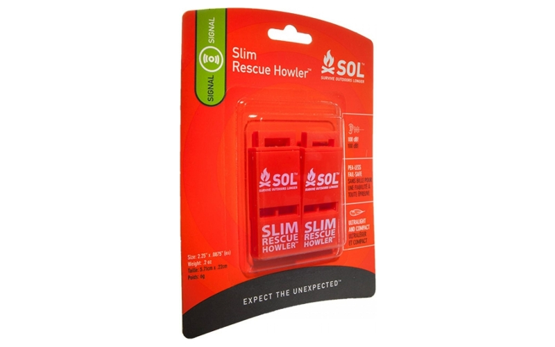 Survive outdoors longer slim rescue howler whistle pack/2