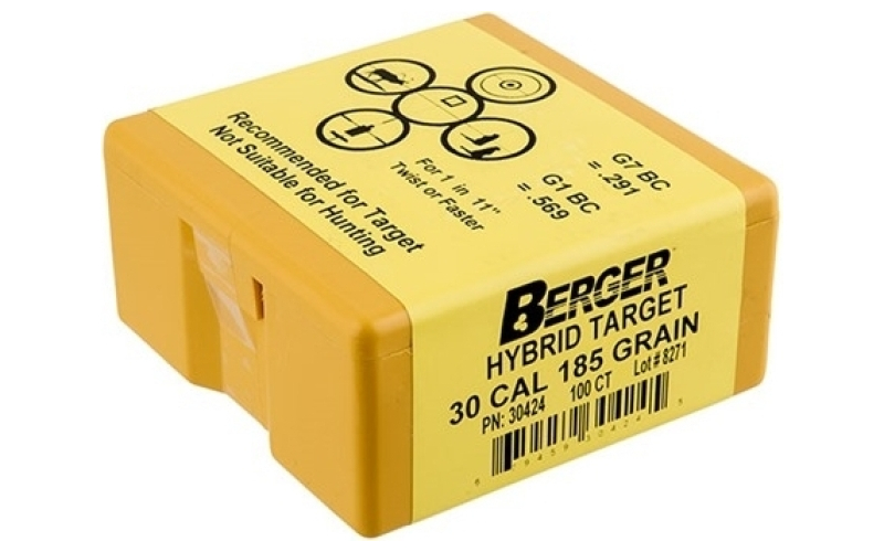 Berger Bullets 30 caliber (0.308'') 185gr hybrid target 100/box