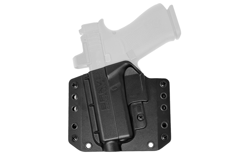 Bravo Concealment BCA, Outside The Waistband Holster, 1.5" Belt Loops, For Glock 43/43X/43X MOS, Polymer Construction, Black, Left Hand, Does not fit Glock 48 BC10-1034