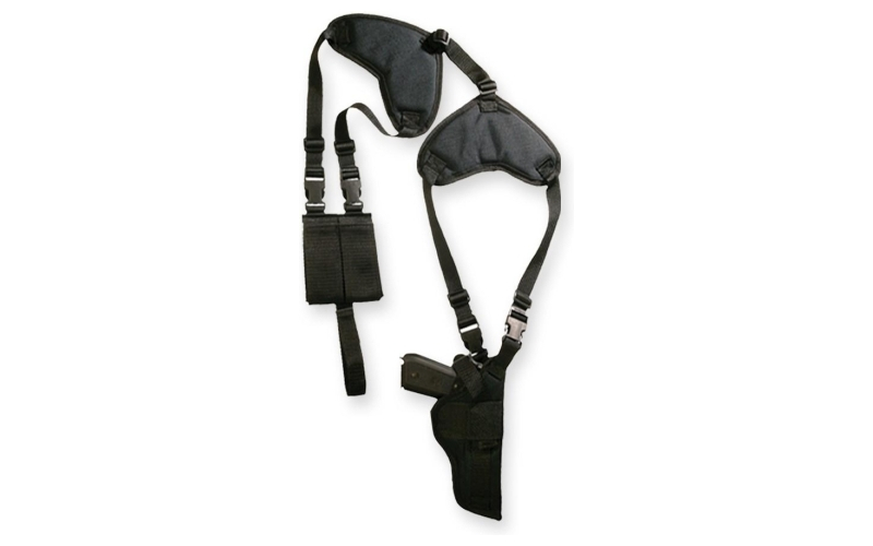 Dlxe shoulder hrnss w/vertl hlstr&pouch fit lrg frame auto w/3.5-5 in brrl