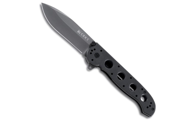Crkt m21-04g carson flipper 3.875" gray plain blade black g10 handle