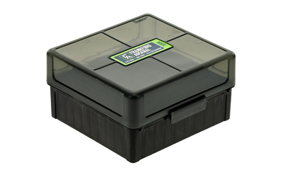 Frankford Arsenal Hinge-Top Ammo Box, 1009, 100 Rounds, Fits 22-250 Remington, 243 Winchester, 308 Winchester and 7mm-08, Smoke Gray, Plastic 1083801