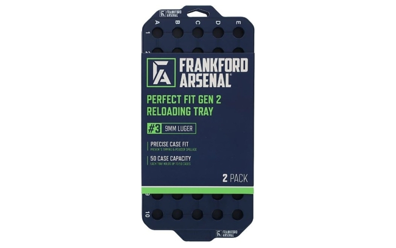 Frankford Arsenal #3 perfect fit gen 2 reloading tray 2pk 9mm luger 50 round