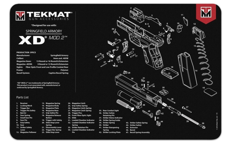 Springfield armory xd mod.2 tekmat gun cleaning mat 11x17