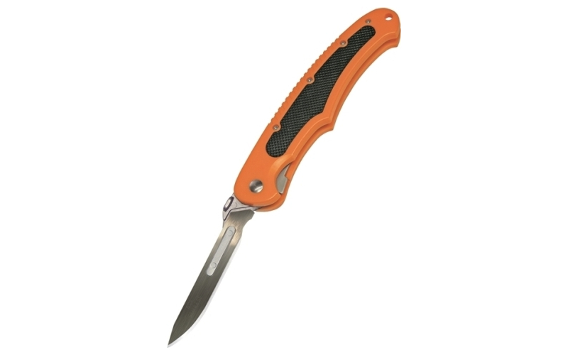 Havalon Piranta Bolt, Folding Knife, Liner Lock, 2.75" Stainless Steel Blade, Blaze Orange ABS Polymer Handle with Black Rubber Insert, OAL 7 3/8", Includes 12 Additional Blades and Nylon Holster XTC-60ABOLT