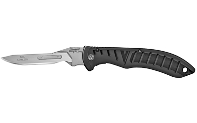 Havalon Forge, Folding Knife, Liner Lock, 2.75" Stainless Steel Blade, Black ABS Handle with Non-slip TPR Rubber Grip Covering, OAL 7 7/8", Includes 6 Additional Blades and Nylon Holster XTC-60ARHB