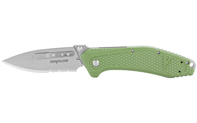 Havalon Redi-Knife, Folding Knife, Green Handle, 3" Blade, 1 Partially Serrated Blade and 1 Non-Serrated Blade, OAL 7 1/4", Ambi Moveable Clip XTC-REDI-G