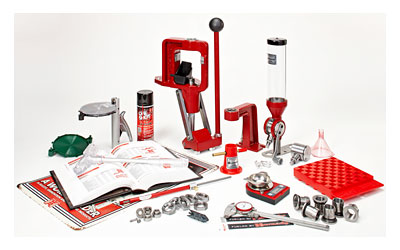 Hornady Lock-N-Load Deluxe Classic Reloading Kit, Includes Lock-N-Load Classic Single Stage Press, Lock-N-Load Powder Measure, Digital Scale, Hornady Handbook of Cartridge Reloading, Primer Catcher, Positive Priming System, Handheld Priming Tool, Universal Reloading Block, Chamfering and Deburring Tool, Powder Trickler and Funnel, One Shot Case Lube, Three Lock-N-Load Die Bushings, Sure-Loc Lock Ring 6 Pack, Powder Measure Stand, Shellholder Pack (#1, #2, #5, #16, & #35), Kinetic Bullet Puller, Lock-N-Load OAL Gauge Straight, Vintage Tin Sign, Pistol Rotor & Metering Assembly, and Steel Dial Caliper 085010