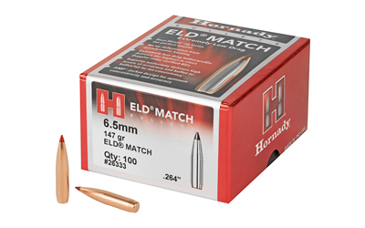 Hornady ELD-M, .264 Diameter, 6.5MM, 147 Grain, Ballistic Tip, 100 Count 26333