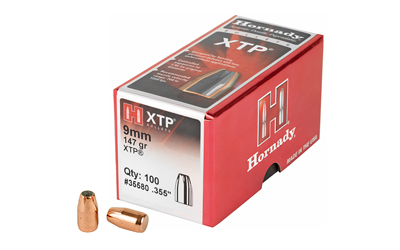 Hornady XTP, .355 Diameter, 9MM, 147 Grain, Hollow Point, 100 Count 35580