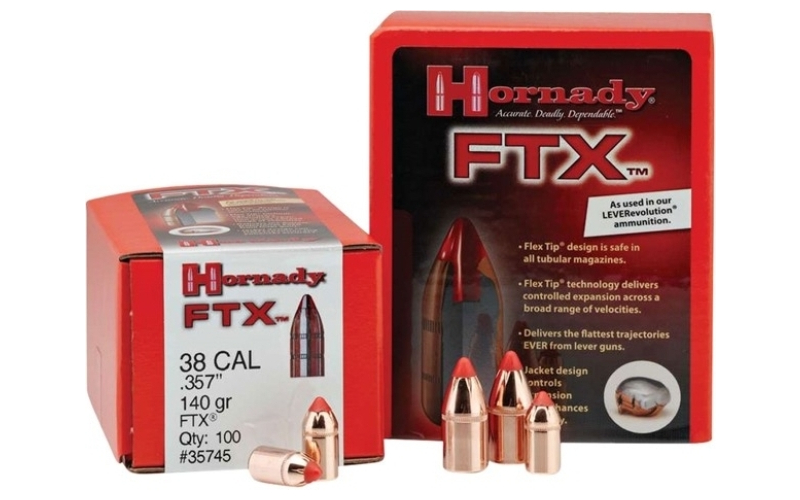 Hornady Ftx 35 caliber (0.355  ) polymer tipped 165gr 100/box