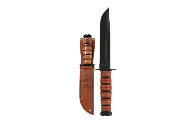 KA-BAR Knives KA-BAR, Army, Fixed Blade Knife, 7" Blade Length, 11.875" Overall Length, Clip Point, Plain Edge, 1095 Cro-Van/Black, Brown Leather, Includes Leather Sheath 1220