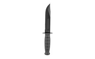 KA-BAR Knives KA-BAR Short, Fixed Blade Knife, 5.25" Blade Length, 9.375" Overall Length, Clip Point, Combo Edge, 1095 Cro-Van/Black Steel, Matte Finish, Black, Kraton G Handle, Includes Glass Filled Leather Sheath 1257