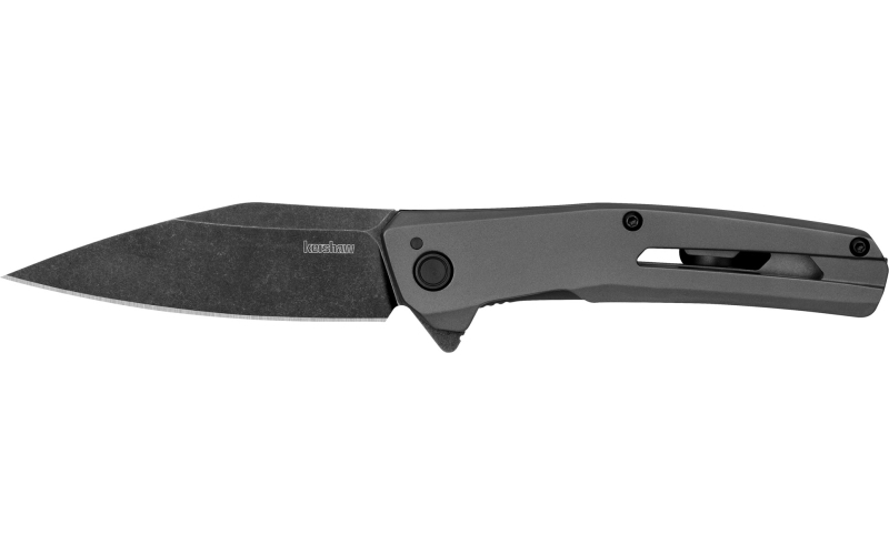 Kershaw Flyby, Folding Knife, Flipper Assisted Opening, Plain Edge, D2 Tool Steel, Blackwash Finish, Stainless Steel Handle, 3" Blade, 7.1" Overall Length, Includes Deep Carry Pocket Clip 1404