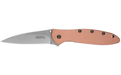 Kershaw Leek, 3" Folding Knife/Assisted, Wharncliffe Point, Plain Edge, CPM154 Stonewashed, Copper Handle Scales 1660CU