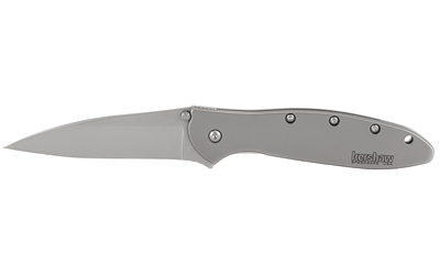 Kershaw Leek, 3" Assisted Folding Knife, Clip Point, Plain Edge, 14C28N/Satin, Satin 410 Stainless, Thumb Stud/Pocket Clip 1660