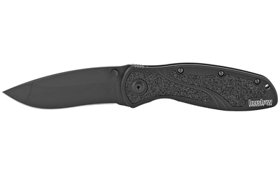 Kershaw Blur, 3.4" Assisted Folding Knife, Drop Point, Plain Edge, 14C28N/Stone Washed, Black Anodized Aluminum 6061-T6, Thumb Stud/Pocket Clip 1670BLK