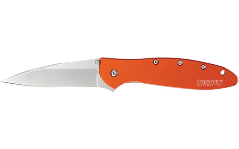 Kershaw orange leek assisted opening knife (3" stonewash)