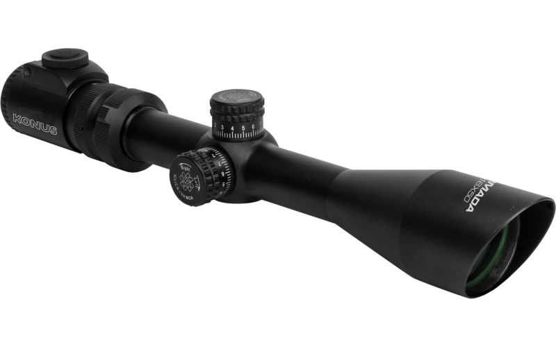 Konus Armada, Rifle Scope, 4-16X Magnification, 50MM Objective, 30mm Main Tube, Illuminated Etched 30/30 Reticle, Matte Finish, Black, Includes Lens Cleaning Cloth 7165