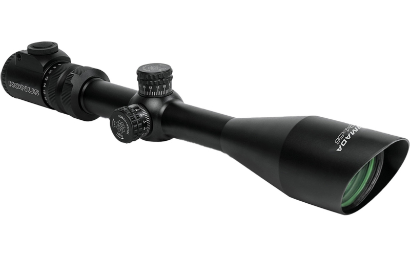 Konus Armada, Rifle Scope, 6-24X Magnification, 50MM Objective, 30mm Main Tube, Illuminated Etched Crosshair with Center Dot, Matte Finish, Black, Includes Lens Cleaning Cloth 7166