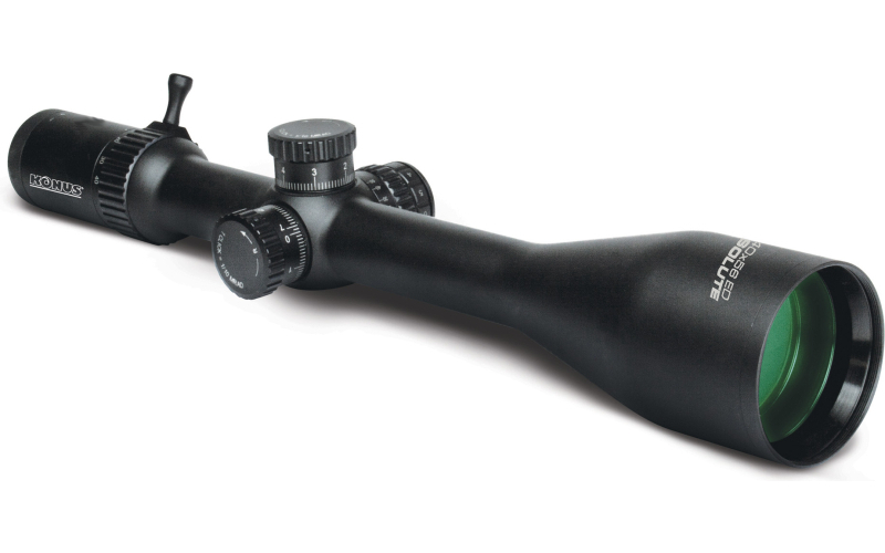 Konus Absolute, Rifle Scope, 5-40X Magnification, 56MM Objective, 30mm Main Tube, Ethched Illuminated Mil-Dot Reticle, Matte Finish, Black, Includes Lens Cleaning Cloth 7179
