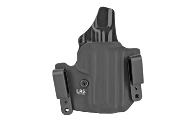 L.A.G. Tactical, Inc. Defender Series, OWB/IWB Holster, Fits S&W M&P Shield 380 EZ, Kydex, Right Hand, Black Finish 4062