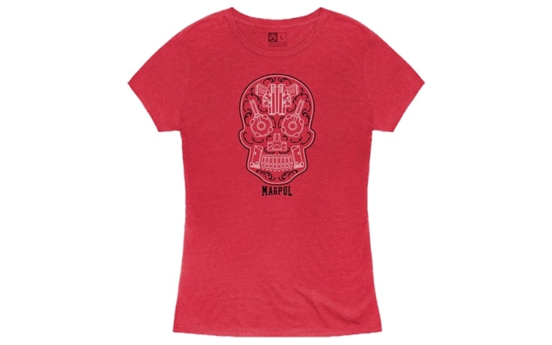 Magpul Industries Women's sugar skull blend t-shirt lg red heather