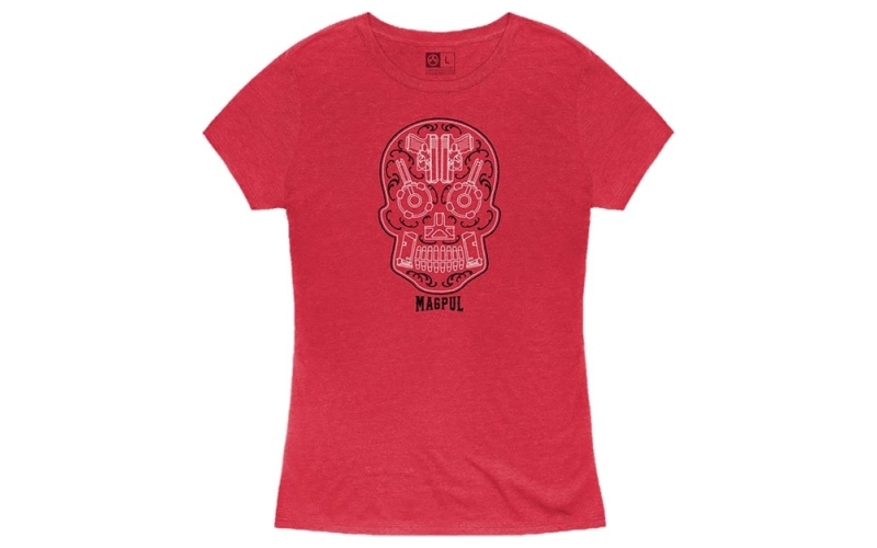 Magpul Industries Women's sugar skull blend t-shirt md red heather