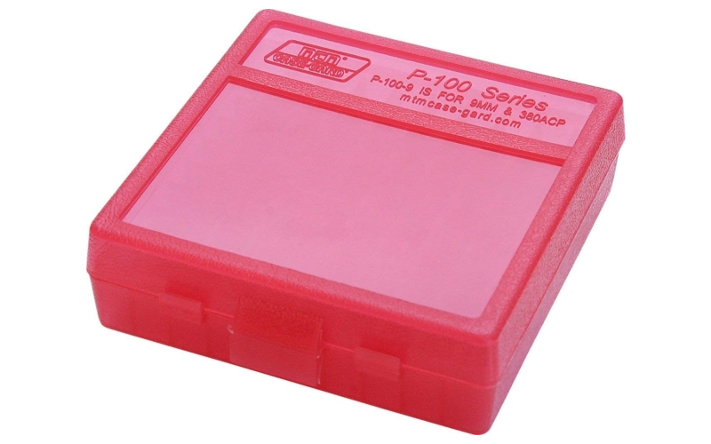 Mtm Case-Gard Flip top pistol ammo box 9mm-380 acp 100 round red