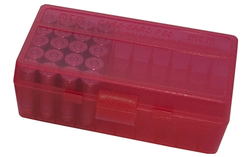 Mtm Case-Gard Flip top pistol ammo box 9mm-380 acp 50 round red