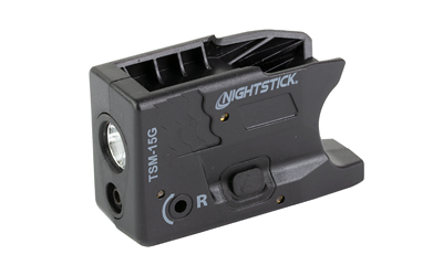 Nightstick TSM-15G, Subcompact Tactical Weapon-Mounted Light w/Green Laser, Fits S&W Shield 9/40, 150 Lumens, 2,700 Candela, Black, .75 Hours of Runtime, IP-X4 Water-Resistant, Rechargeable Battery TSM-15G