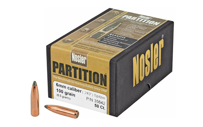 Nosler Partition, .243 Diameter, 6MM/243 Winchester, 100 Grain, Spitzer, 50 Count 35642