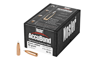 Nosler AccuBond, .243 Diameter, 6MM/243 Winchester, Spitzer Boat Tail, 50 Count 56357