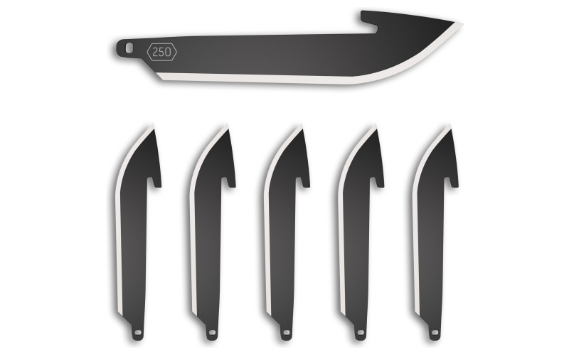 Outdoor Edge Razor EDC Blades, Plain 2.5" Blades, Drop Point, 420J2 Stainless Steel, Black Oxide Finish, 6 Pack RR25K-6C