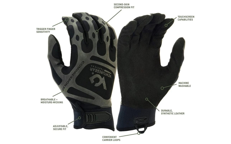 Venture gear tactical gloves compression training h&l  black medium
