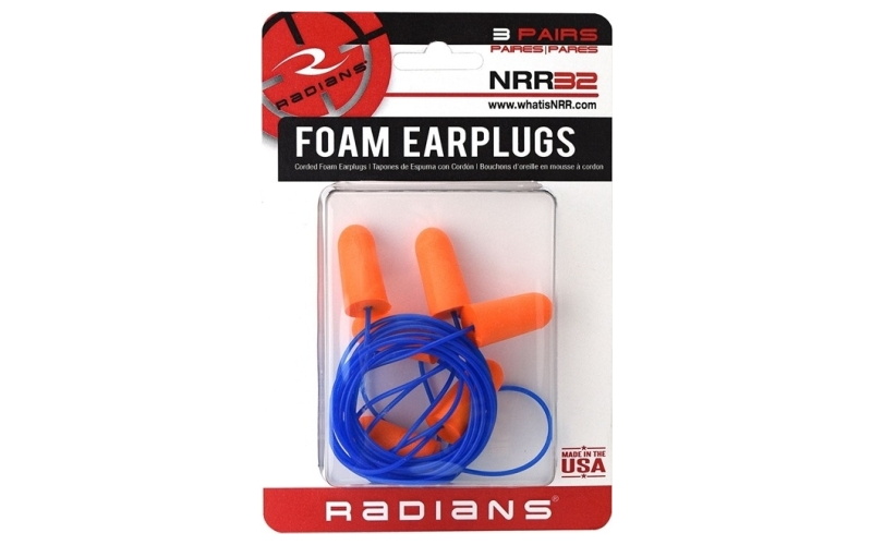 Radians Resistor 32 disposable foam earplugs corded 3 pack