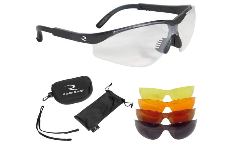 Radians T-85, Glasses, Black Frame, Clear, Copper, Amber, Orange, Green Mirror, Case/Cloth Bag/Neck Cord T85RC