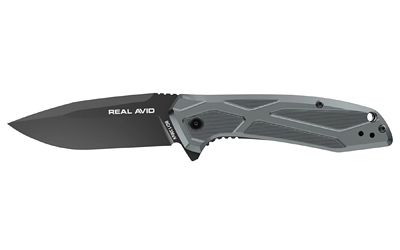 Real Avid RAV-2, Folding Knife, Plain Edge, Matte Finish, Blue Black, Aluminum Handle, 3.25" Blade Length, 7.75" Overall Length, Liner Lock, Assisted Opening, Stainless Steel AVRAV2