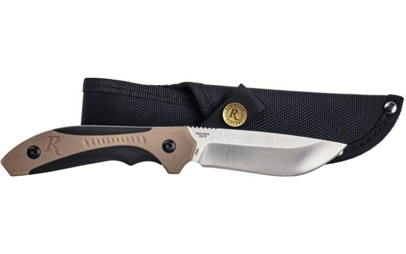 Remington sportsman skinner tan/blk molded handle 8inw/ sheath knife
