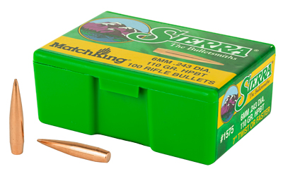 Sierra Bullets MatchKing, .243 Diameter, 6MM/243 Winchester, 110 Grain, Boat Tail Hollow Point, 100 Count 1575