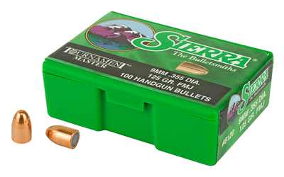 Sierra Bullets Tournament Master, .355 Diameter, 9MM, 125 Grain, Full Metal Jacket, 100 Count 8120