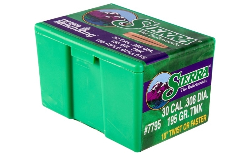Sierra Bullets 30 caliber (0.308'') 195gr tipped matchking 100/box
