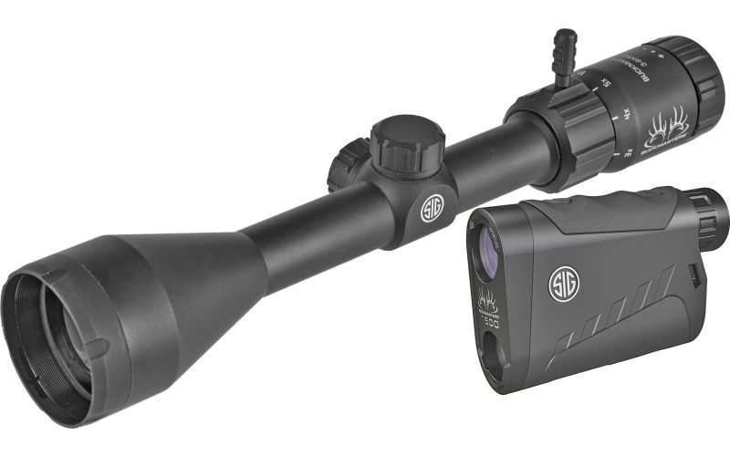 Sig Sauer Buckmaster Combo Kit, Rifle Scope, Kilo 1500 Rangefinder, 3-9X50mm, BDC Reticle, 1" Tube, 0.25 MOA Adjustments, Black Color SOK15BM02