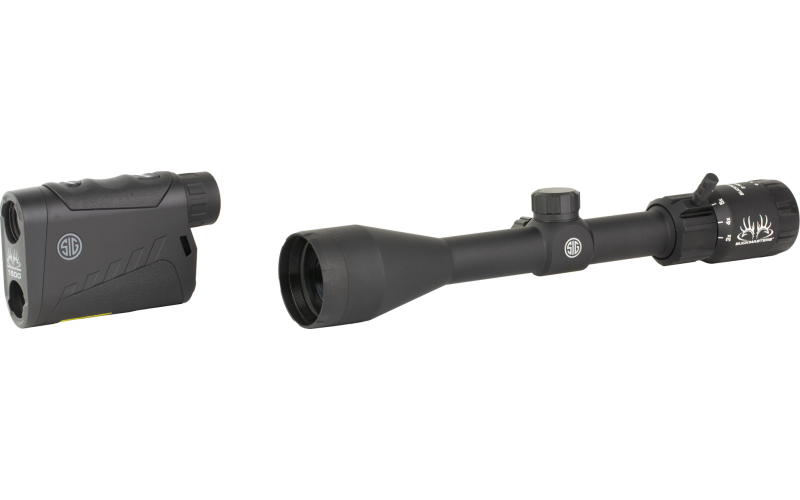 Sig Sauer Buckmaster Combo Kit, Rifle Scope, Kilo 1500 Rangefinder, 3-12X44mm, BDC Reticle, 1" Tube, 0.25 MOA Adjustments, Black Color SOK15BM03