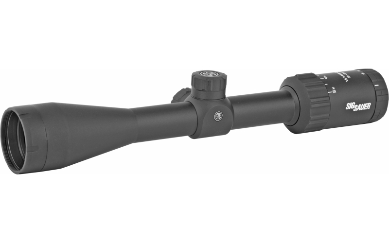Sig Sauer Whiskey3 Rifle Scope, 3-9X40mm, 1", SFP, BDC-1 Quadplex Reticle, 0.25 MOA Adjustments, Black SOW33204