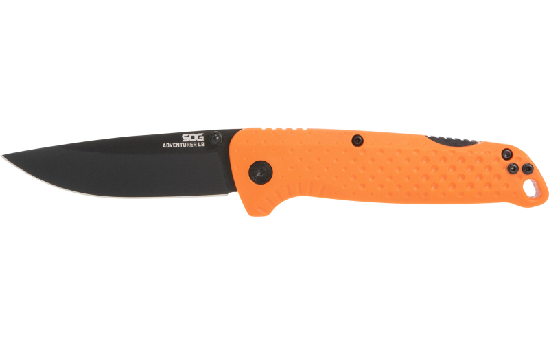 SOG Knives & Tools Tellus ATK, Folding Knife, 3.5" Clip Point Straight Edge, Glass Reinforced Nylon Handle, Cryo 440C Steel, Stonewash Finish, Black and Silver w/Orange Accent SOG-11-06-02-43