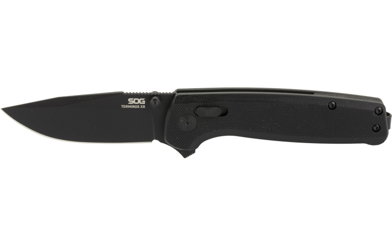 SOG Knives & Tools Terminus XR, 2.95" Folding Knife, Clip Point Straight Edge, G10 Handle, D2 Steel, Black SOG-TM1027-BX