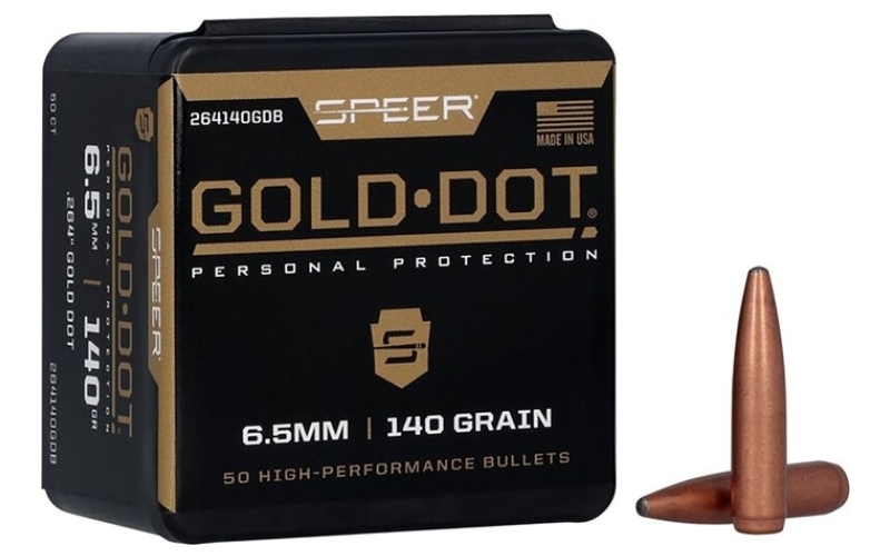 Speer Ammunition 264 caliber/6.5mm (0.264'') 140gr gold dot soft point 50/box