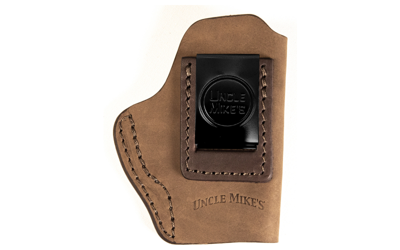 Uncle Mike's Uncle Mikes Inside Waistband Leather Holster, Size 1, Fits Most Small Frame Autos (CZ 2075/Kahr PM9/Ruger 380/ Walther PPK), Leather, Metal Clip, Ambidextrous, Brown UM-IWB-1-BRW-A