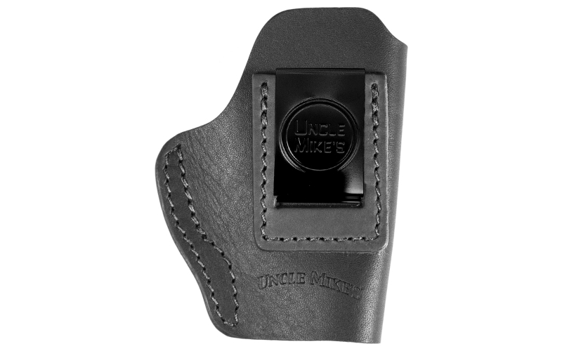 Uncle Mike's Uncle Mikes Inside Waistband Leather Holster, Size 1, Fits Most Small Frame Autos (CZ 2075/Kahr PM9/Ruger 380/ Walther PPK), Leather, Metal Clip, Ambidextrous, Black UM-IWB-1-MBL-A